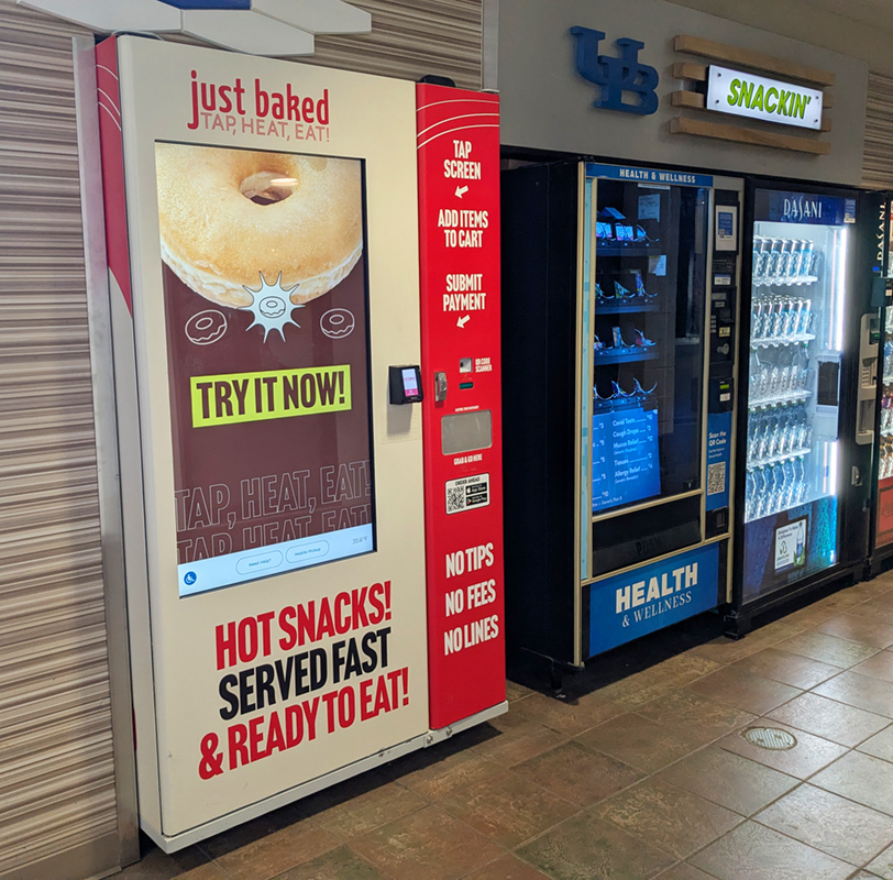 Just Baked and Health & Wellness machines in Ellicott Food Court.