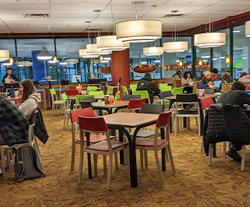 Sit-down eating area in Pistachios