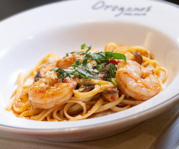 Shrimp and angel hair pasta dish