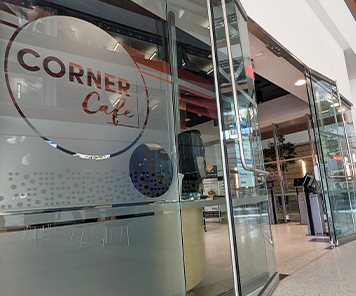 Entrance doors of Corner Cafe