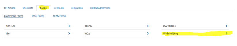 Forms tab > Withholding option screenshot
