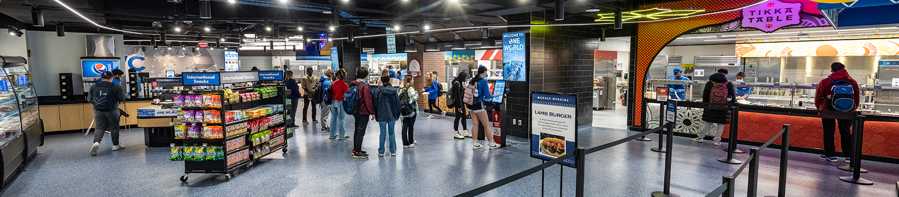 Panoramic view of One World Café