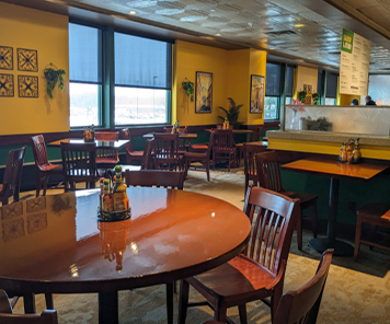 Seating area inside the restaurant