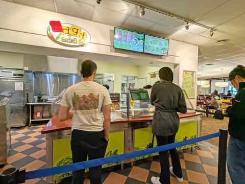 Students in line to order at Edgy Veggies on the second floor of Student Union.