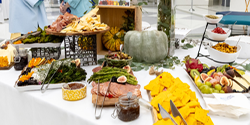 Plated snacks at a reception table