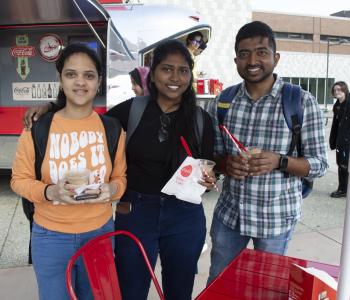 Students enjoying their free Coke floats.
