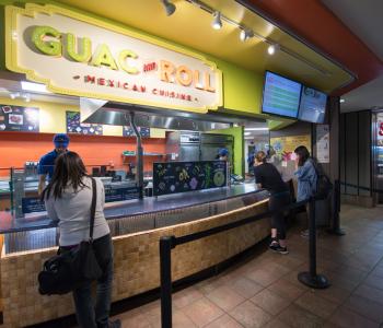 Guac & Roll ordering counter in Ellicott Food Court. Photo by Onion Studio.