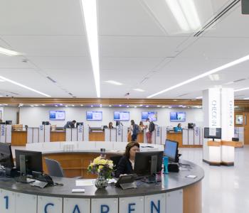 The front desk at 1Capen. Photo by Meredith Forrest Kulwicki.