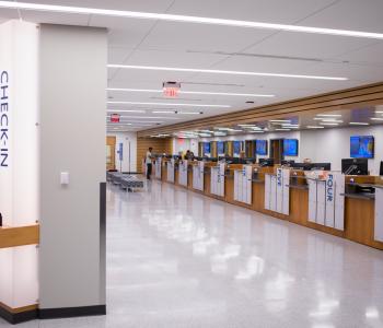 The line of walk up stations at 1 Capen. Photo by Meredith Forrest Kulwicki.