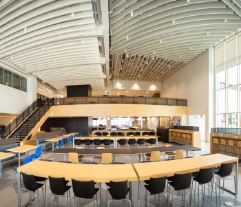 Seating area at One World Café. Photo by Douglas Levere.