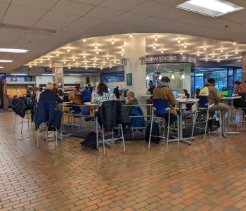 Seating area at Capen Café in Capen Hall.