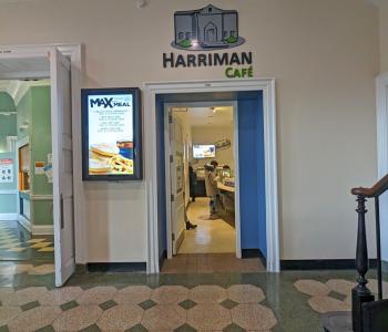The entrance to Harriman Café.