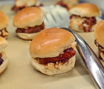 General Tso's chicken sandwich served at the Embers station at Governors Dining Center.
