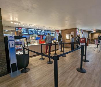 Students in line to order at The Cellar restaurant in Governors Hall.