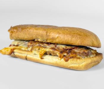 A whole chicken parmesan sub sandwich.