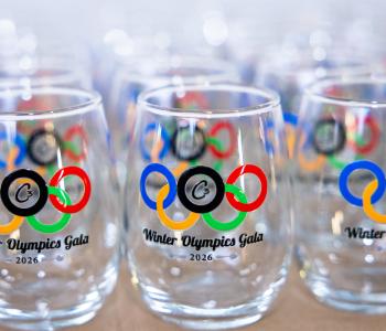 C3 Winter Olympics Gala commemorative glasses. Photo: Meredith Forrest Kulwicki